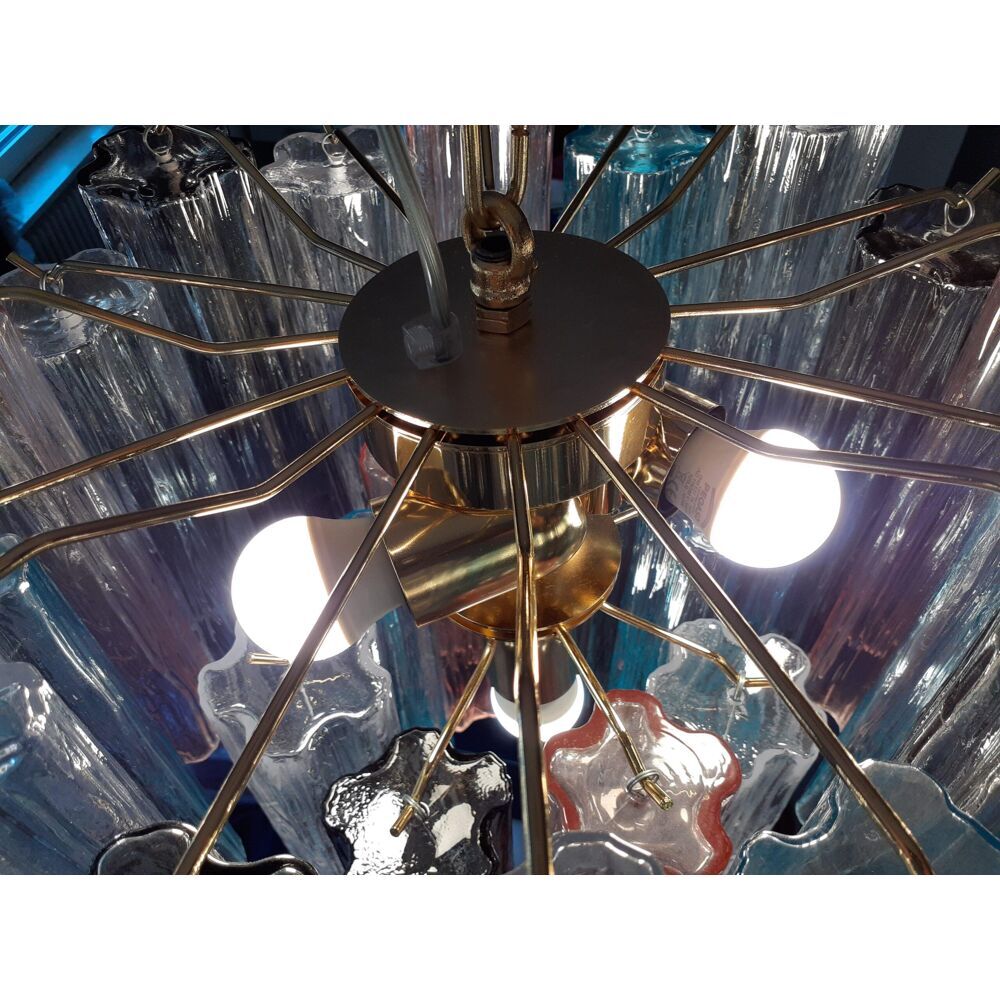 Multicolour “tronchi” murano glass chandelier d50