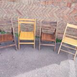 4 folding chairs in vintage teak wood