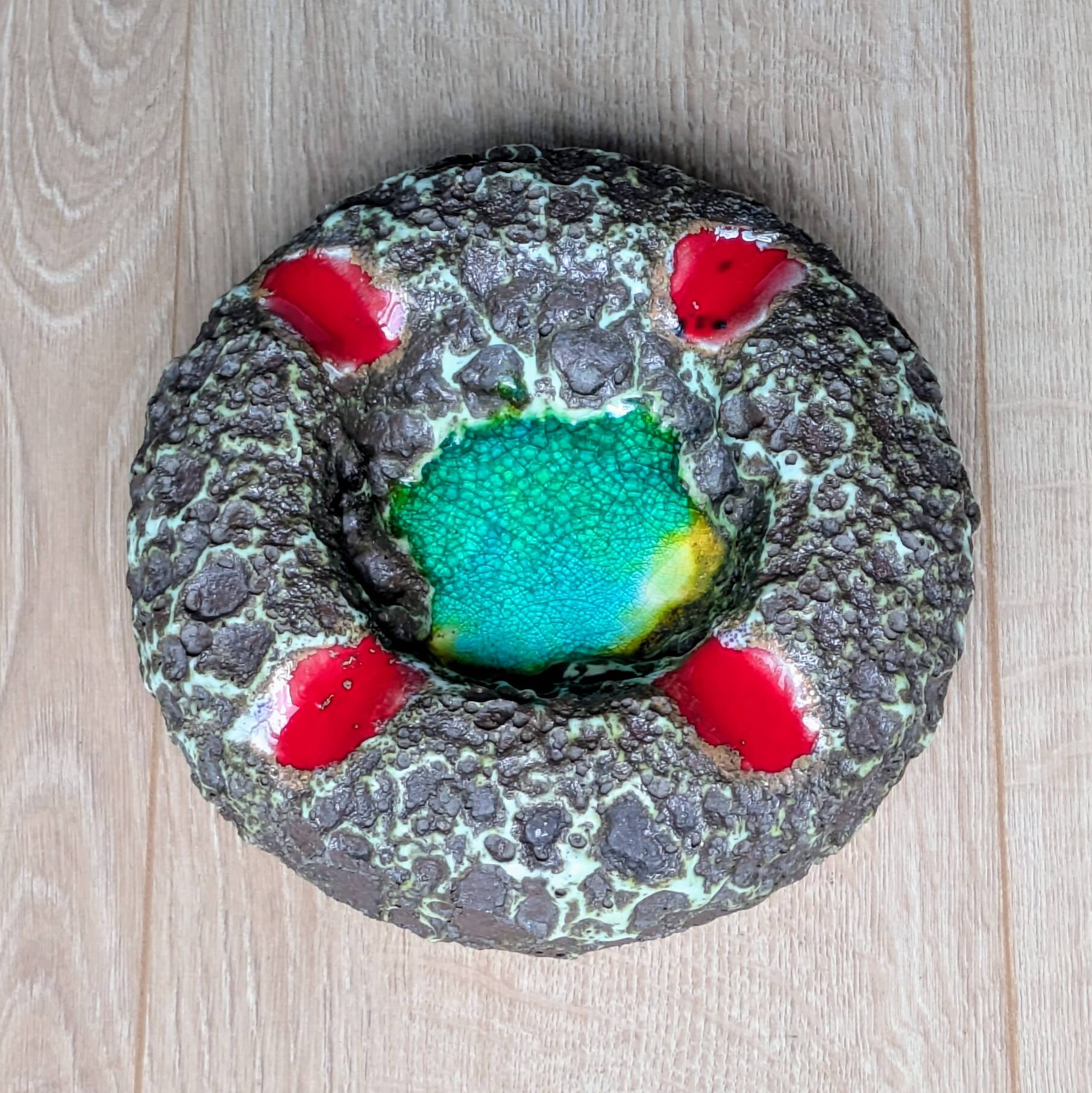 ceramic ashtray – France, 1960s – volcanic enamel