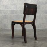 Suite of 6 chairs brutalist style straw and solid oak