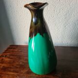 Green and brown ceramic vase