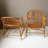 Pair of vintage rattan armchairs