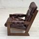 1970s, Scandinavian highback armchair, brown furniture leather, dark beech.