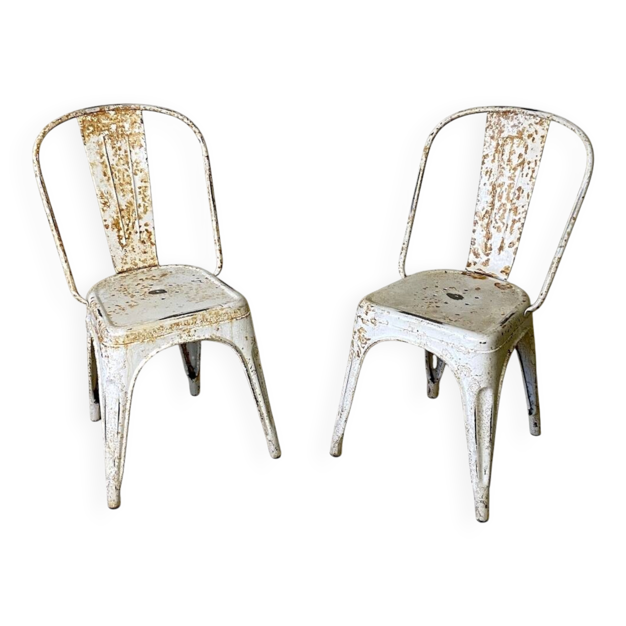 Pair of Tolix chairs model A designed by Xavier Pauchard.