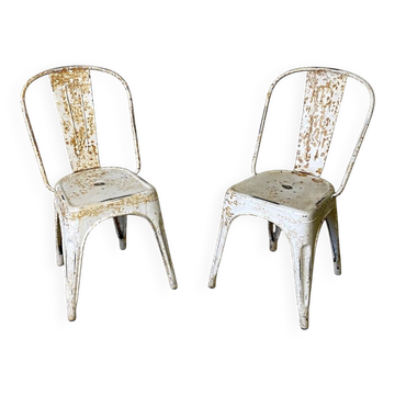 Pair of Tolix chairs model A designed by Xavier Pauchard.