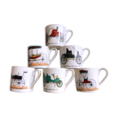 Service a moka vintage de collection 6 tasses voitures véritable limoges porcelaine de paris