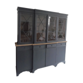 Slate grey china cabinet with wood interior