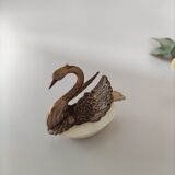 Brass and mother-of-pearl ashtray swan