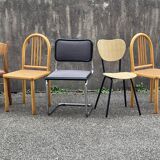 Set of 6 mismatched vintage chairs