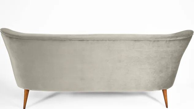 3-seater velvet sofa, original, over 60 years old, grey.