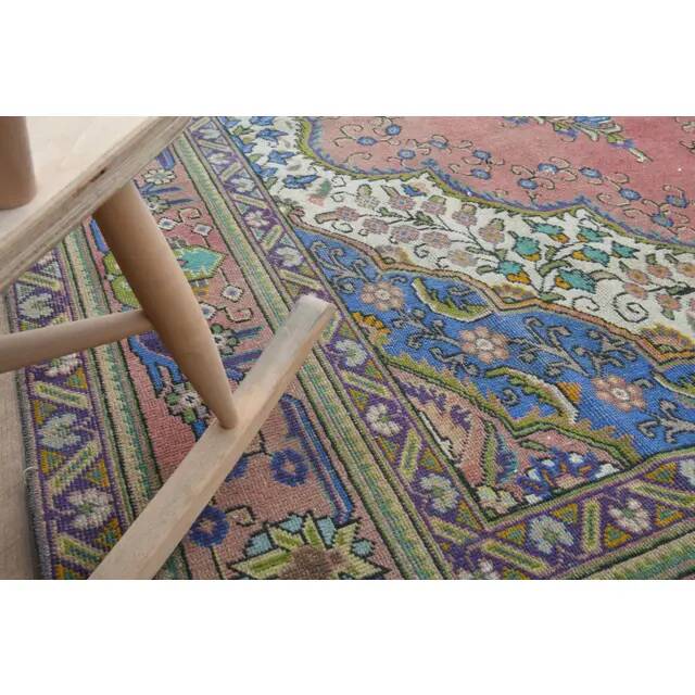 1970s Vintage Persian Handmade Wool Pink Area Rug  283x392