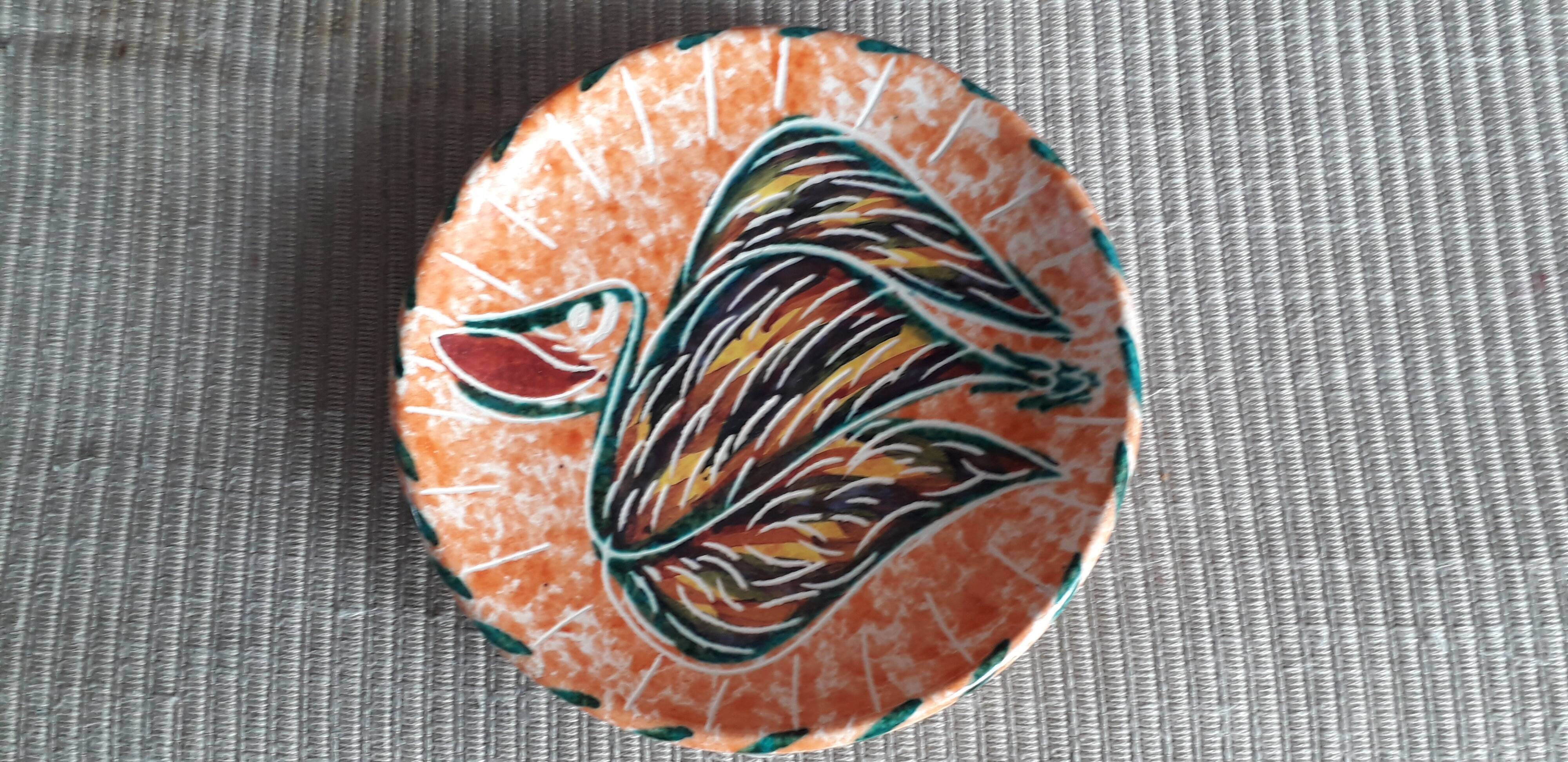 Vintage Vallauris plate with pelican decor