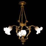 Art nouveau bronze chandelier, 1900s