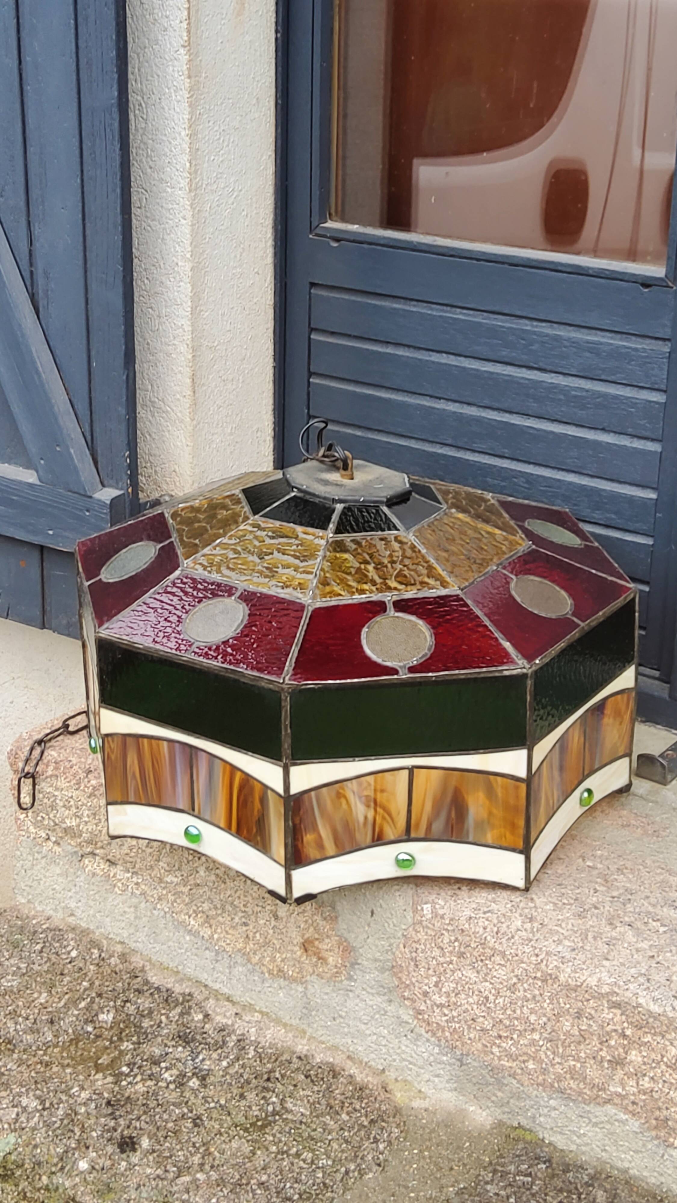 Art style stained glass suspension, diameter 58cm