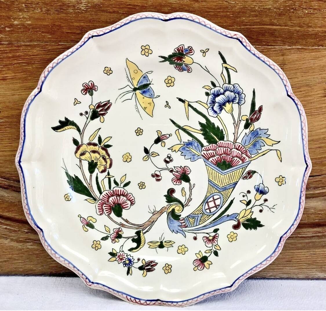 5 Gien dessert plates cornucopia decor 1960 1971