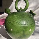 French Antique 19th-Century Green-Glazed Ceramic Water Jug