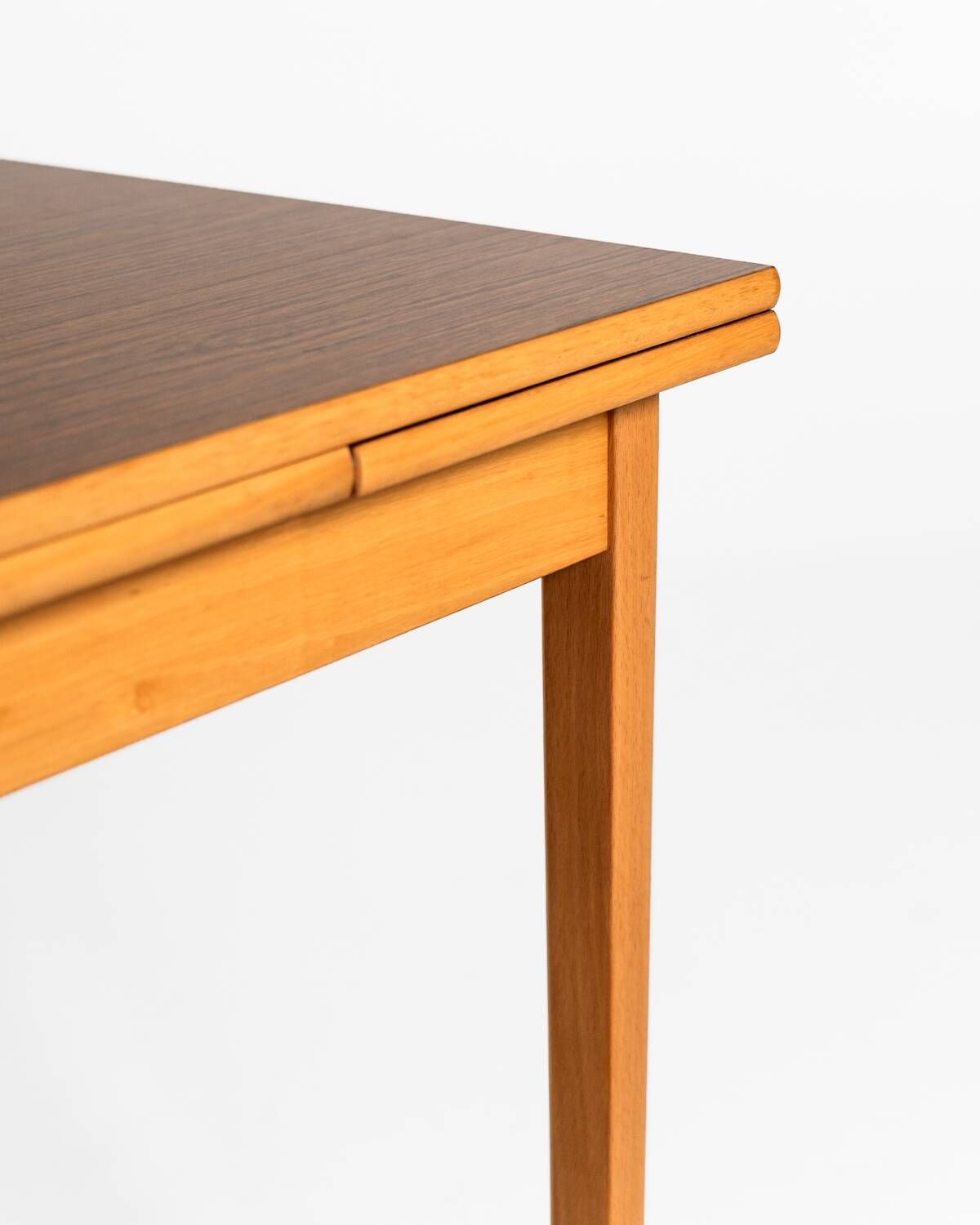 Extendable dining table in laminate and beech, Sweden, 1950s-60s