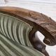 1950s, Danish relax armchair, green furniture velour, carved oak wood.