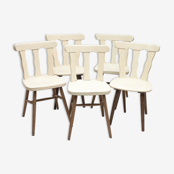 5 chaises bistrot vintage par Baumann, 1950
