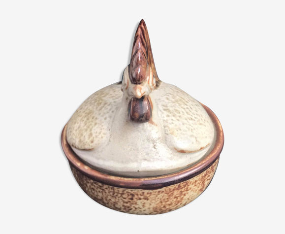 Boite céramique poule avec couvercle figurine poulet danois