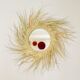Round straw mirror with fringe, 80cm