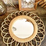 Mirror rattan vintage 36x36cm
