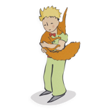 Antoine de Saint-Exupéry: The Little Prince cuddles the Fox - Lithograph