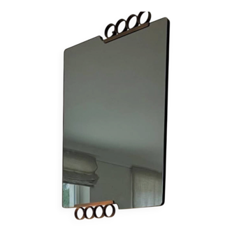 Mid-Century Brass Smoked Grey Mirror, Italian Design Manufactured by Moderni