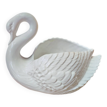 Jardinière cache pot cygne vintage en céramique  italienne