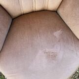 Beige velvet toad armchair
