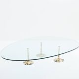 Table basse brutaliste fer forgé doré feuille d’or 1970
