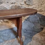 French cherry wood bench, 1930s, narrow wooden bench.