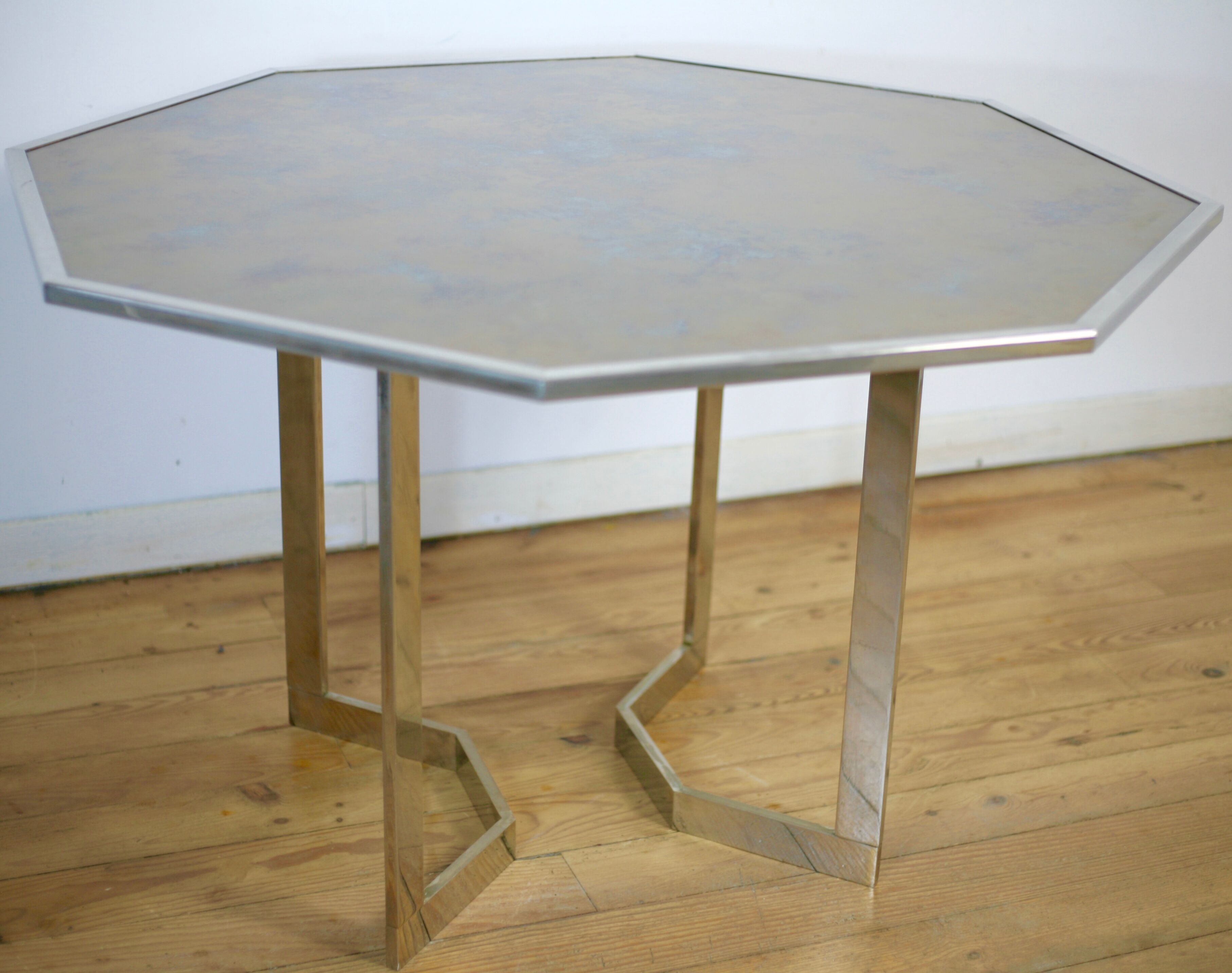 Chrome steel table and glass tray, France, circa 1970