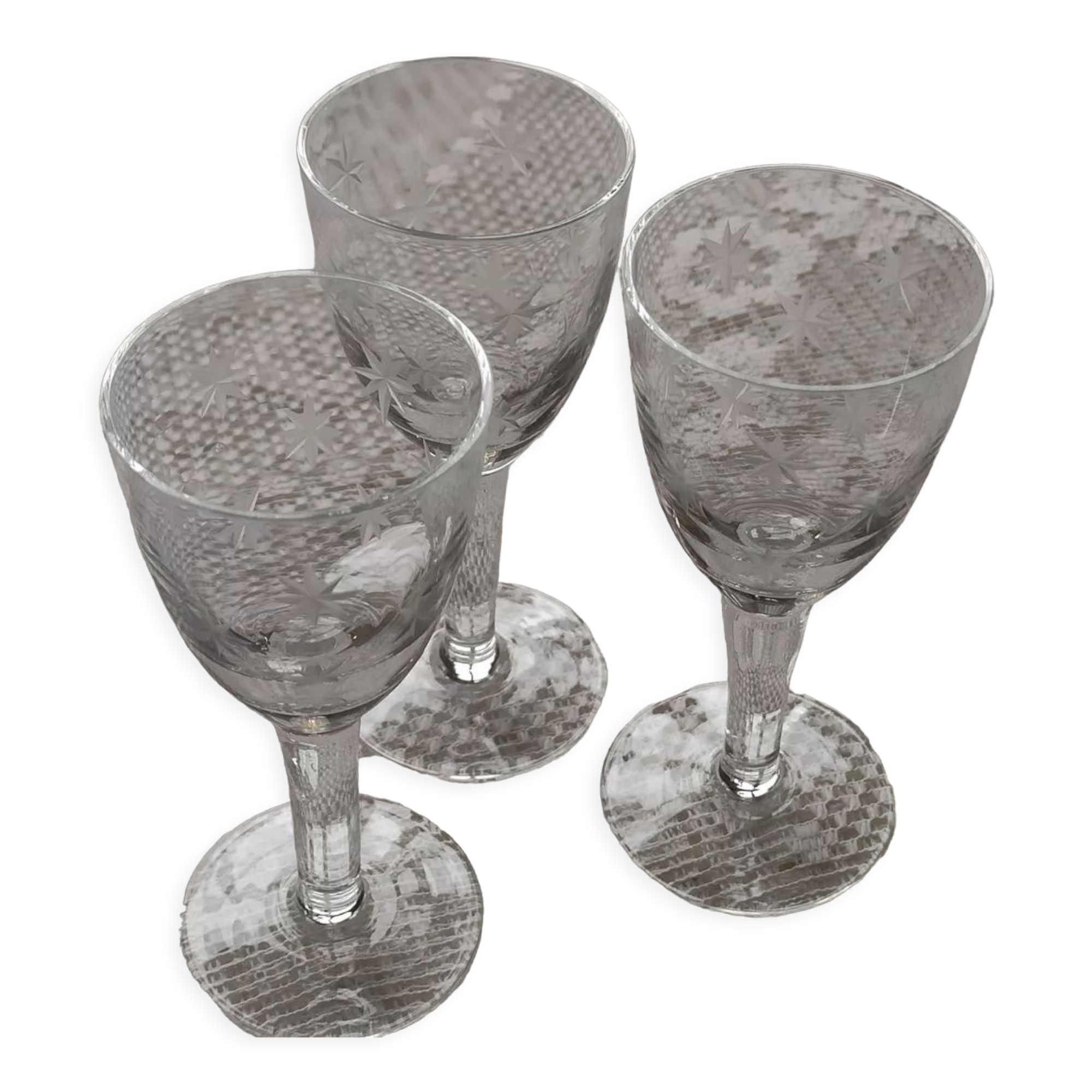 3 antique crystal port glasses