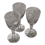 3 antique crystal port glasses