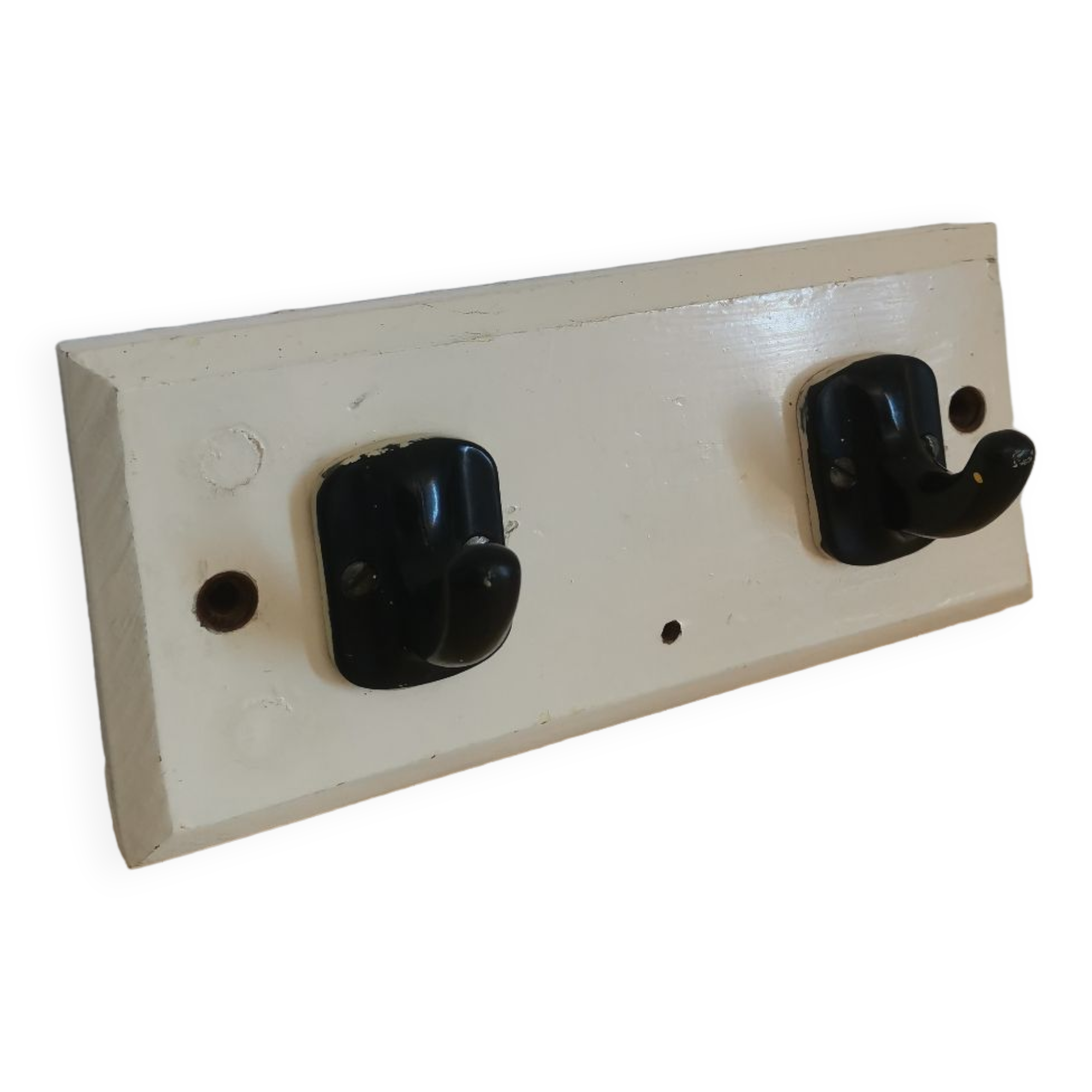 Coat rack in wood and vintage plastic