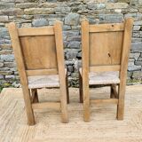 Pair of wooden and straw chairs
