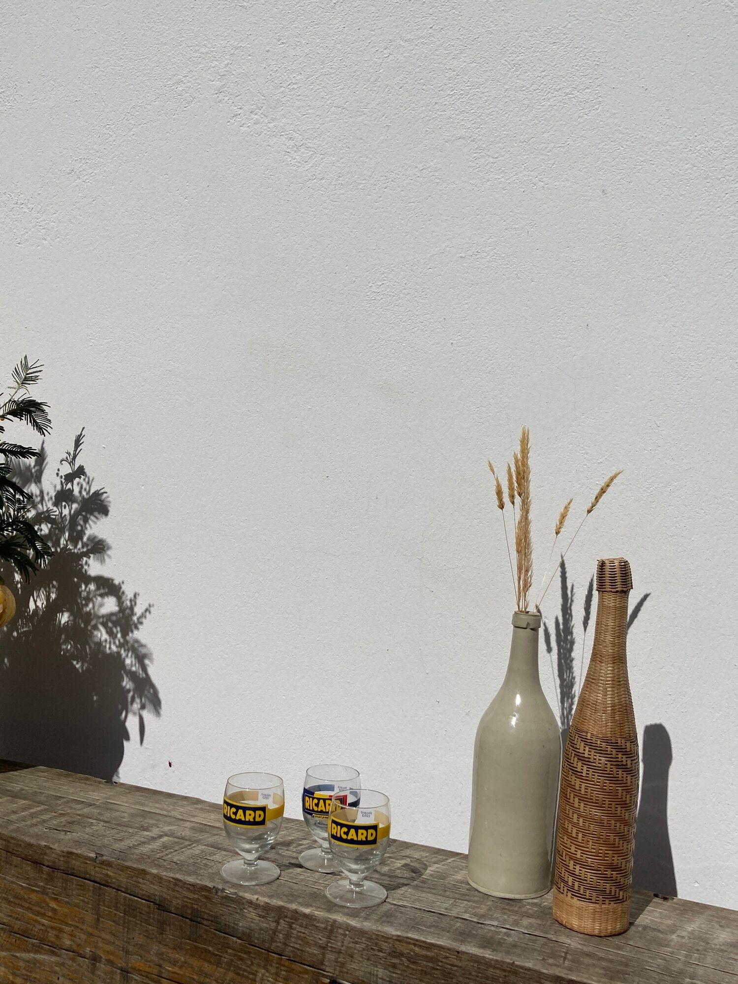 3 glasses with feet of vintage bistrot Ricard
