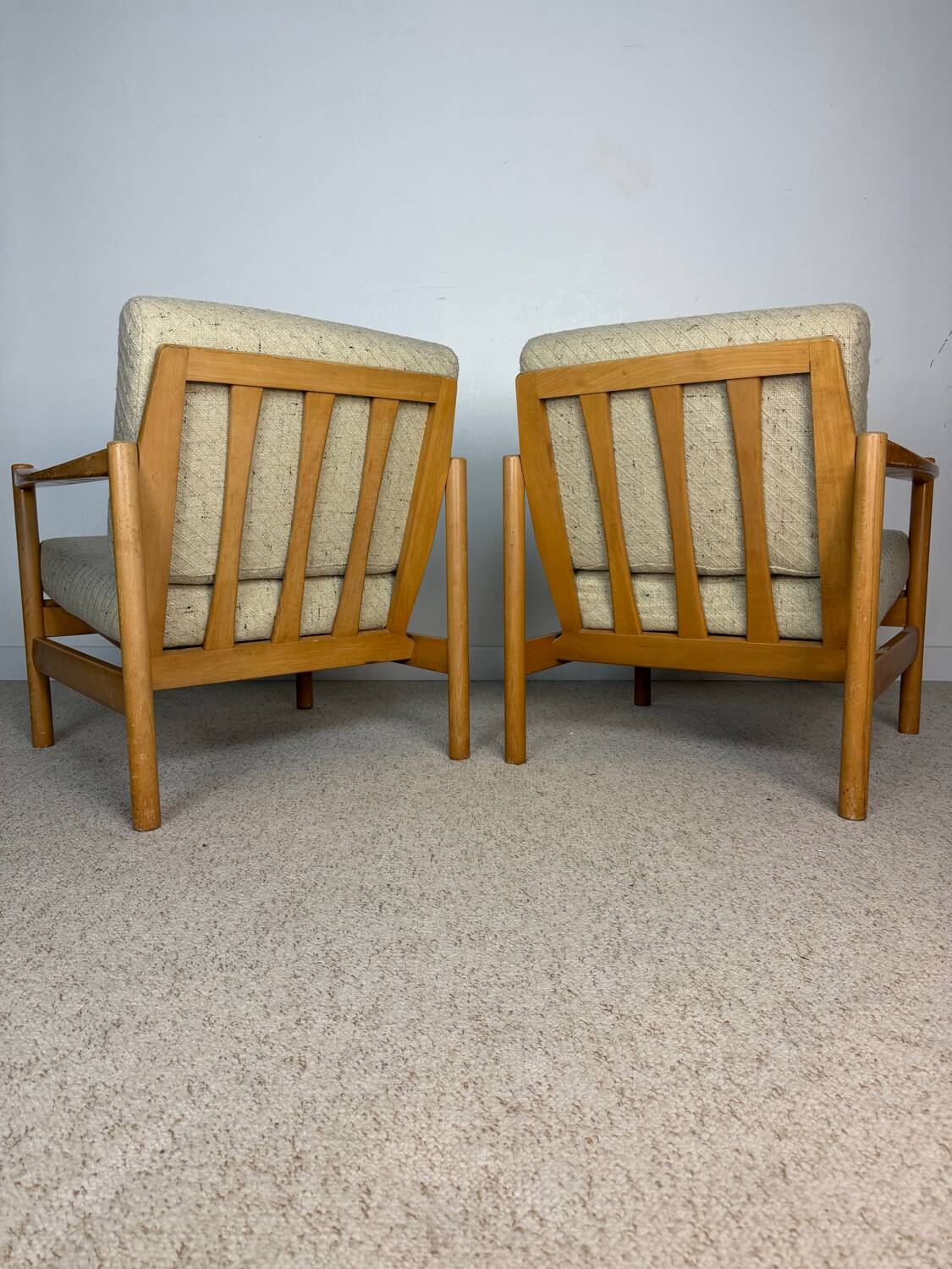 Pair of vintage wooden armchairs