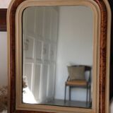Miroir ancien style Louis Philippe, loupe de bois