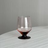 6 vintage translucent pink glasses with black stems