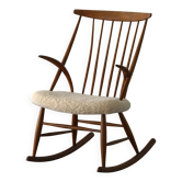 Modernisme danois, fauteuil à bascule Illum Wikkelsø pour N. Eilersen, Danemark, années 1960