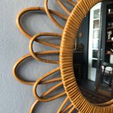 Vintage rattan sun mirror