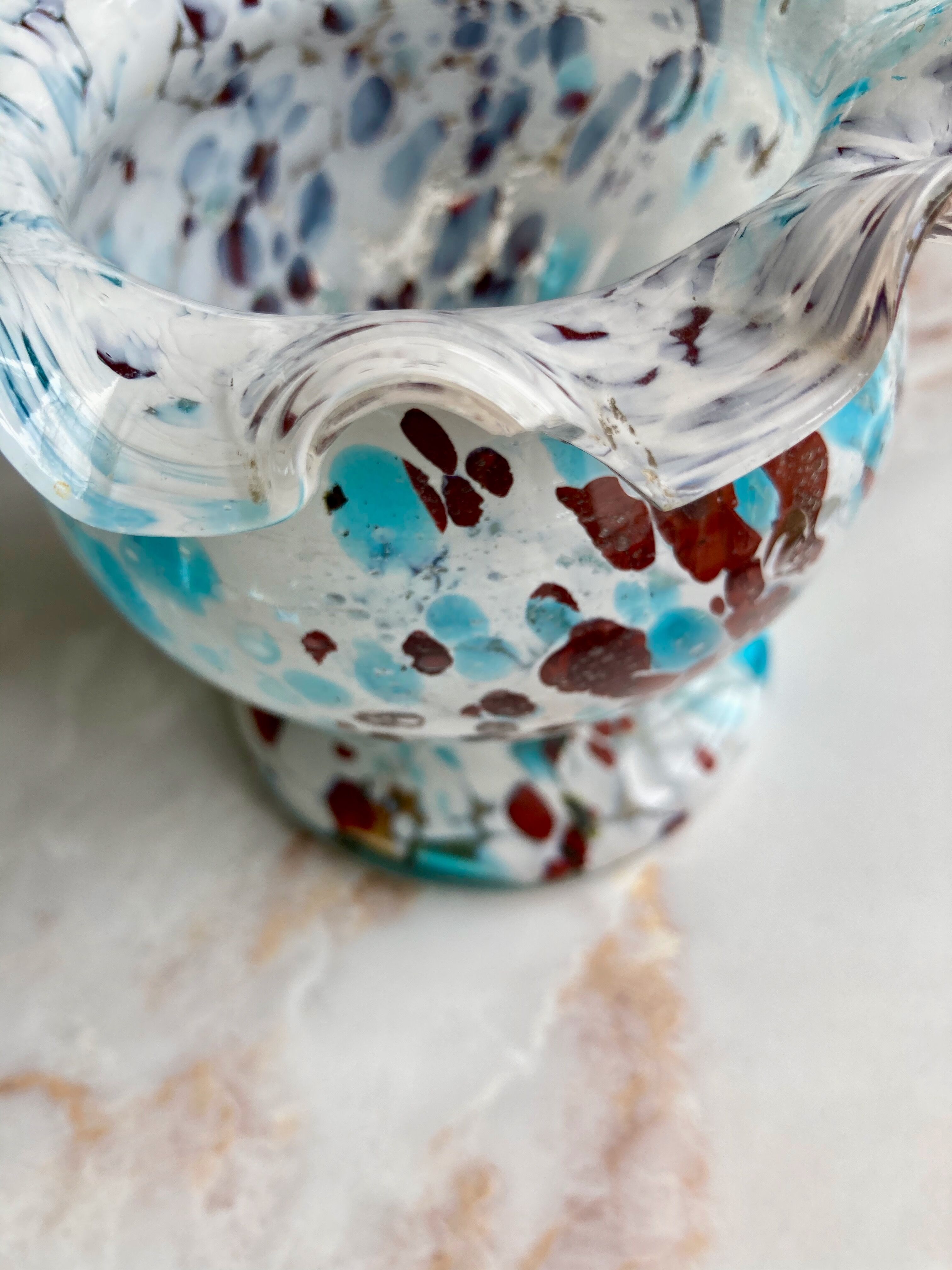 Vase verre moucheté verreries de Clichy Pantin
