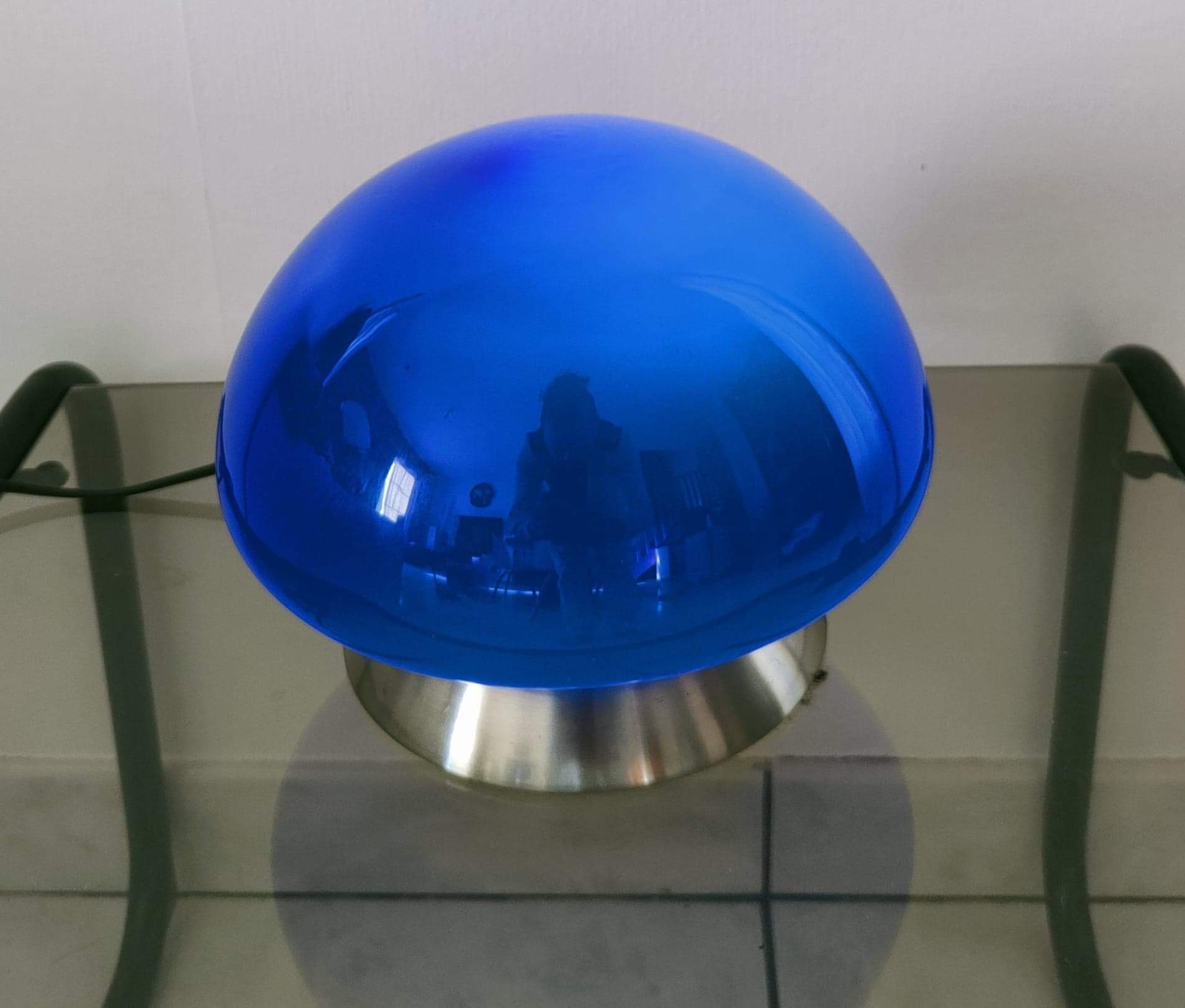 Lampe champignon king bleue glass vintage
