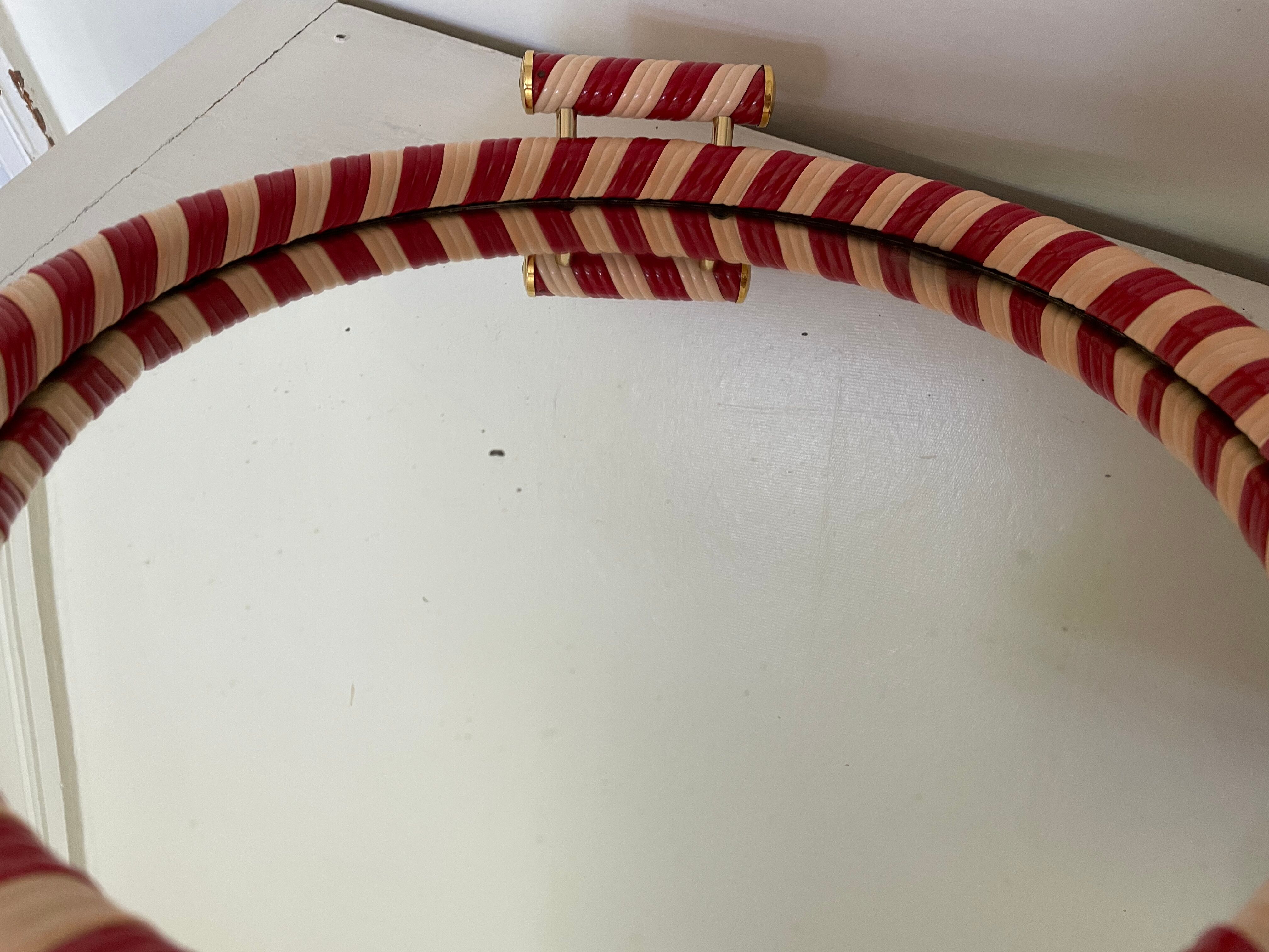 Round mirror tray scoubidou 50s/60s