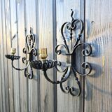 Pair of wrought iron wall sconces