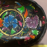 Mid-century hand-painted floral decorative tray / catchall 49 cm / 33 cm