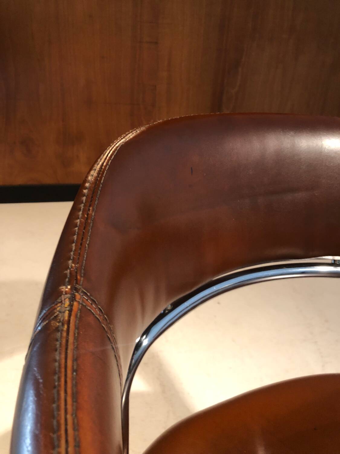Vintage leather and chrome chair circa 1970