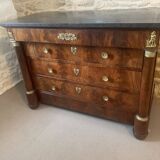 Empire chest of drawers with columns, 19th century mahogany